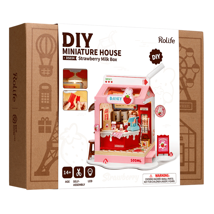 Kit -Strawberry Milk Box - Rolife Robotime