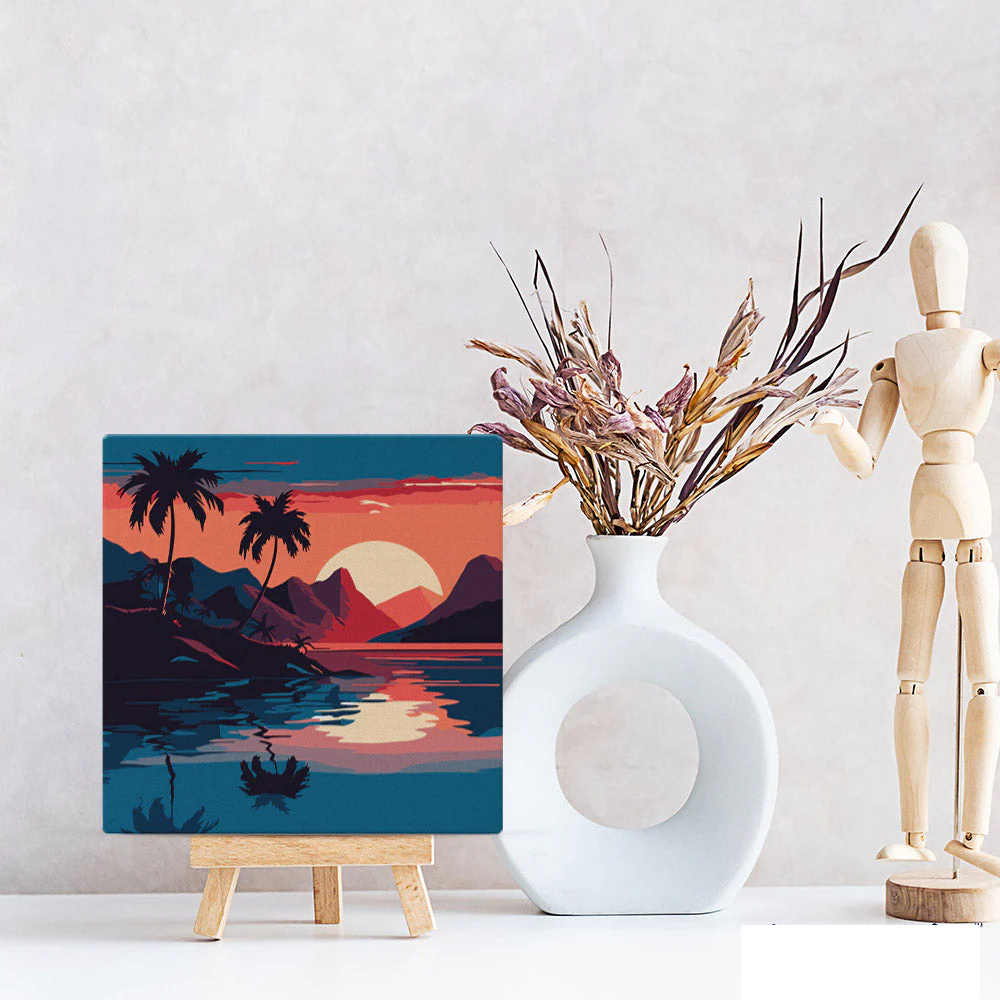 Pintar Por Números -Mar y Puesta de Sol- Bastidor 20 x 20 cm. Figured´Art