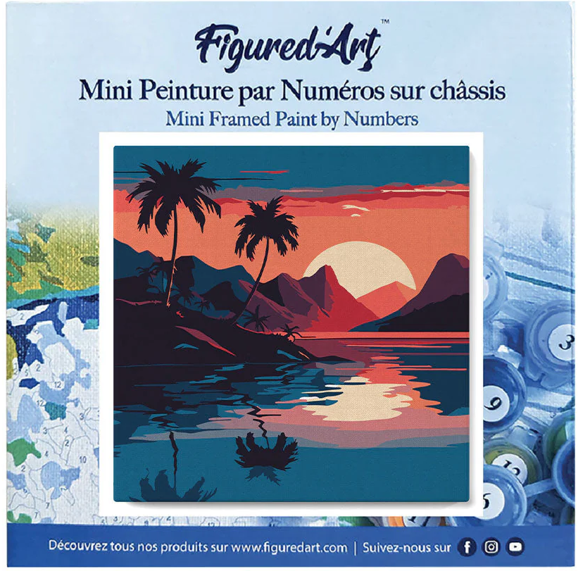 Pintar Por Números -Mar y Puesta de Sol- Bastidor 20 x 20 cm. Figured´Art