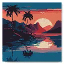 Pintar Por Números -Mar y Puesta de Sol- Bastidor 20 x 20 cm. Figured´Art