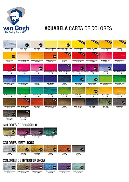 Carta Colores Acuarela Van Gogh