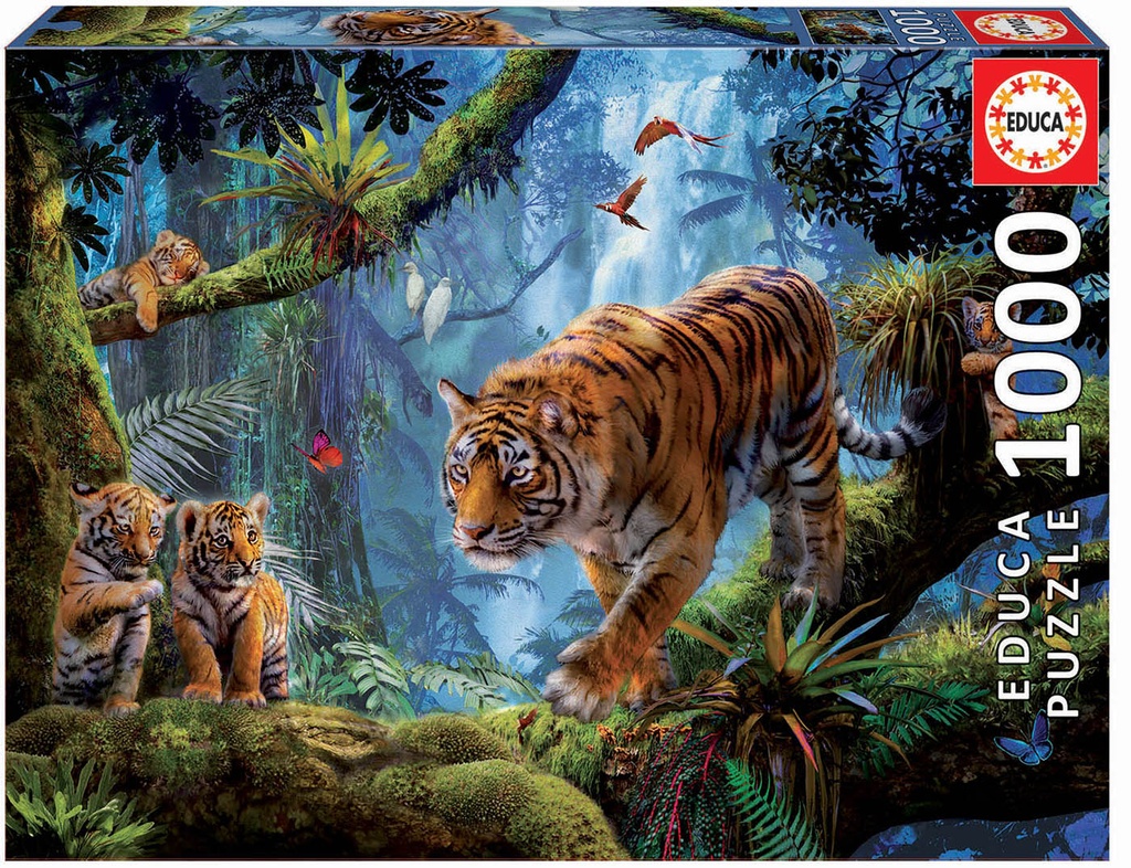 Puzzle 1000 piezas -Tigres en el Arbol- Educa