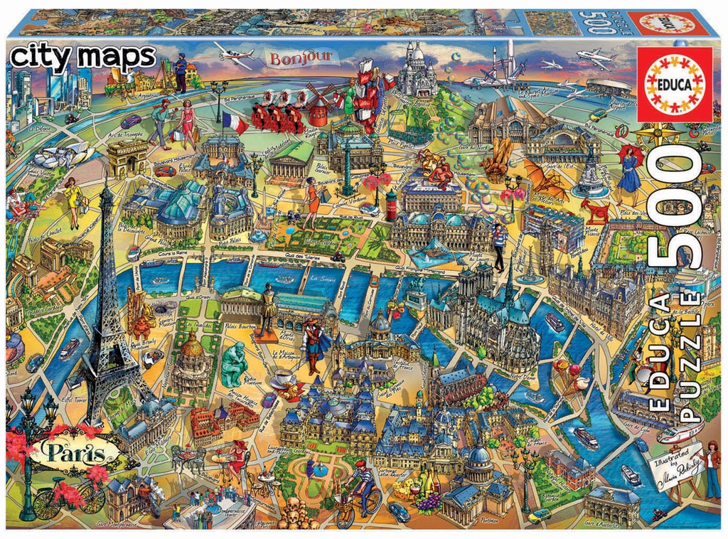 Puzzle 500 piezas -Mapa de París- Educa