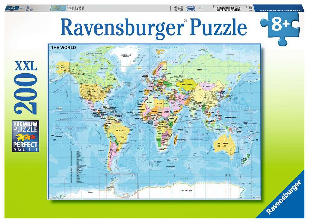 Puzzle 200 piezas XXL -Mapa del Mundo- Ravensburger