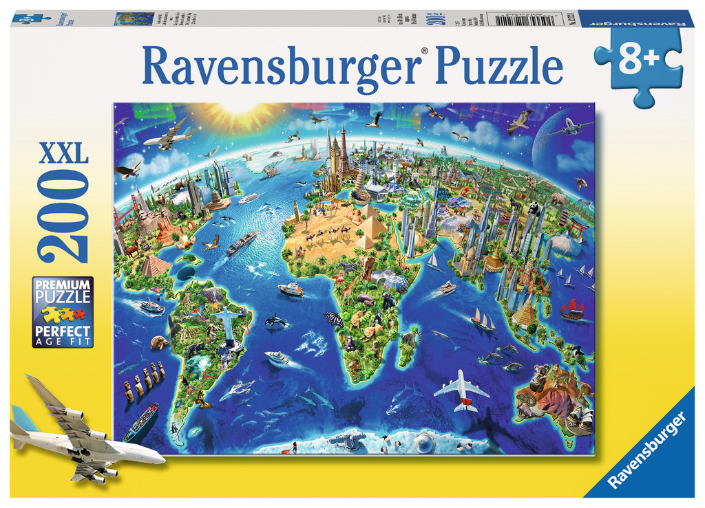 Puzzle 200 piezas XXL -Mapa del Mundo- Ravensburger (copia)