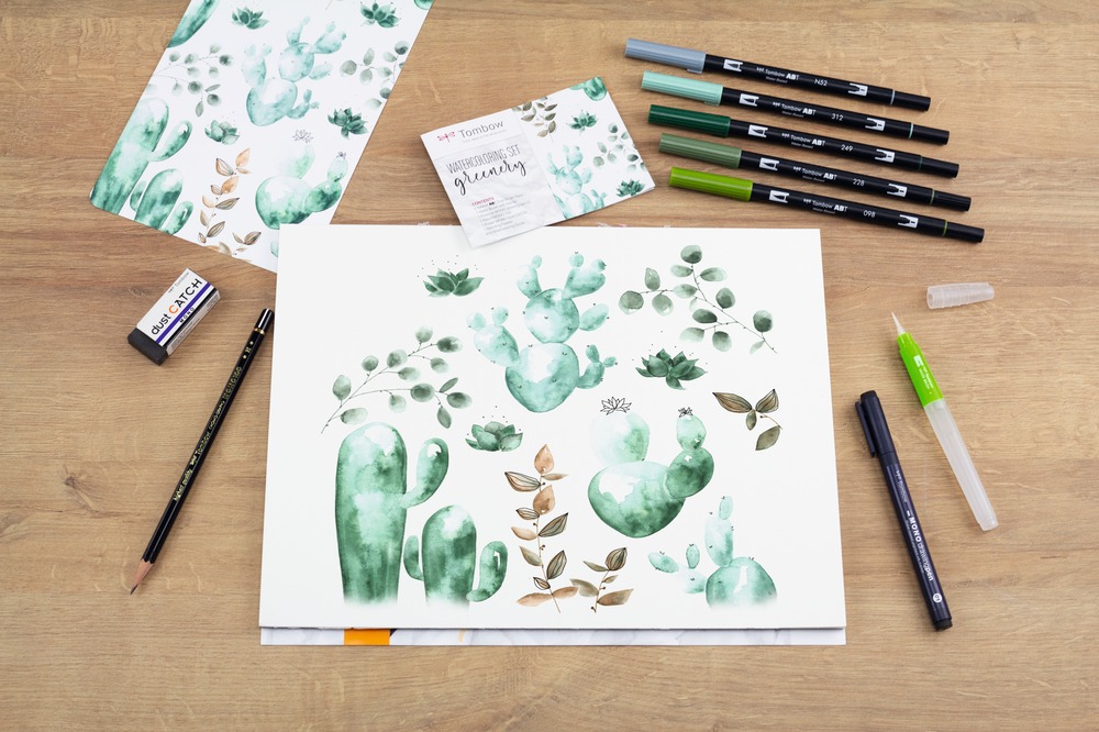 Set Acuarela Watercoloring -Greenery- Tombow