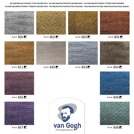 Estuche Acuarela 12 Pastillas Tintas Especiales Van Gogh
