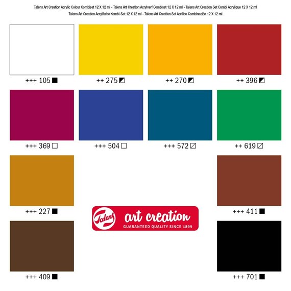 Set Acrílico Combi 12 Tubos 12 ml. + Accesorios Art Creation Talens