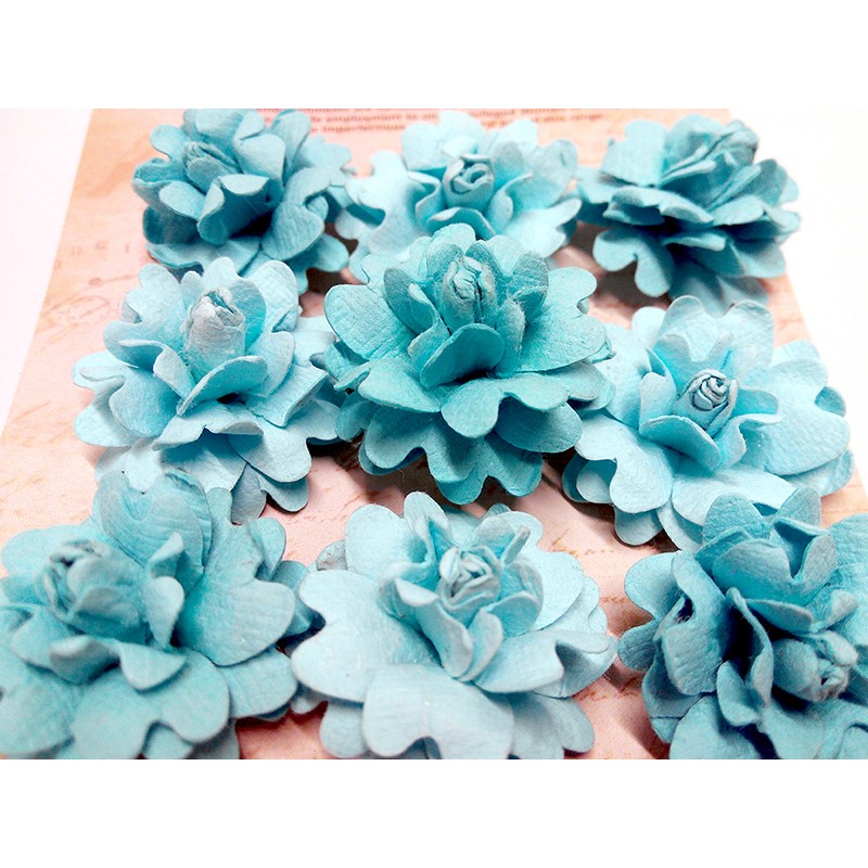 Flores Papel -Rosas Turquesas- (14 pzs.) Little Birdie