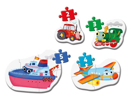 Puzzles Progresivos 3+6+9+12 piezas -Medios de Transporte- Clementoni