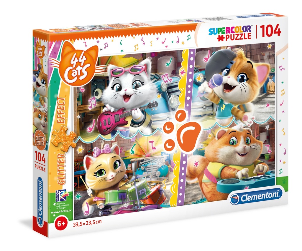 Puzzle 104 piezas Glitter -44 Gatos- Clementoni