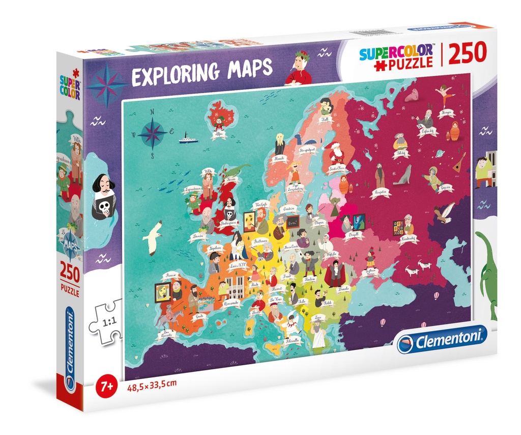 Puzzle 250 piezas -Mapa Europa: Gentes- Clementoni