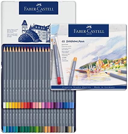 Estuche Metal Lápiz Acuarelable Goldfaber Aqua 48 pzs. Creative Studio Faber-Castell