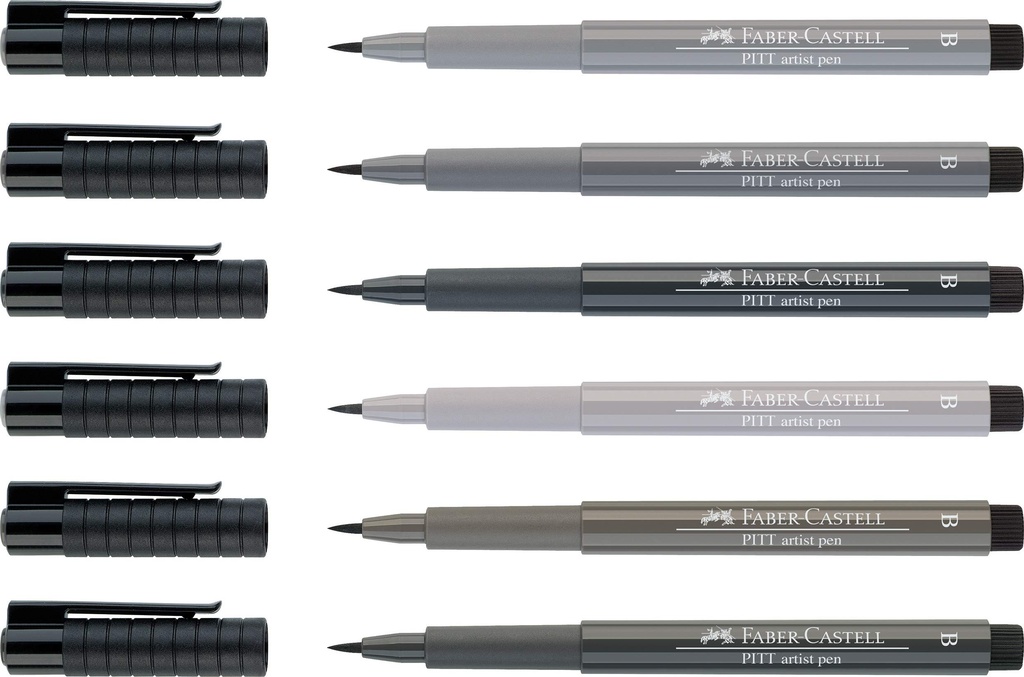 Estuche 6 Rotuladores -Tonos Grises- Pitt Artist Pen Brush Faber-Castell (copia)