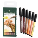 Estuche 6 Rotuladores -Tonos Tierra- Pitt Artist Pen Brush Faber-Castell