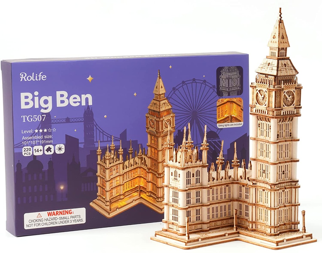 Set Construcción Madera -Big Ben- Rolife Robotime