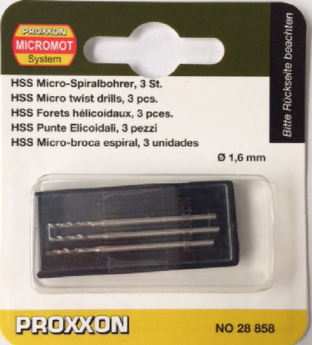 Broca Acero Rápido Espiral 1,6 mm. (3 pzs.) Proxxon