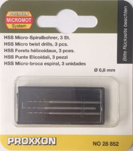 Broca Tungteno Vanadio Espiral 0,8 mm. (3 pzs.) Proxxon