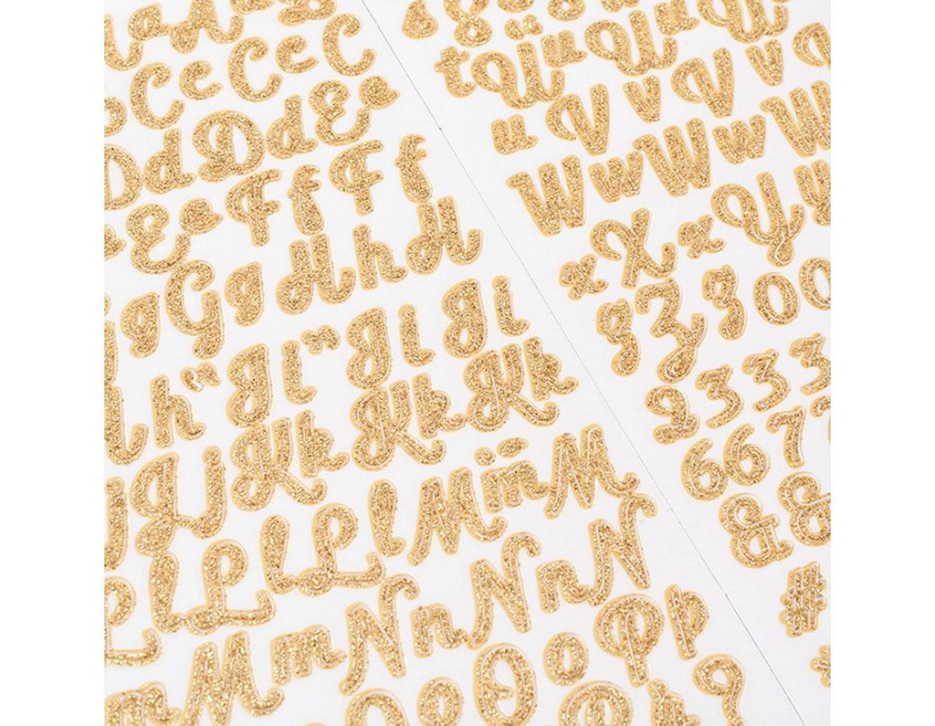 Alfabeto Adhesivo Alpha Gold Glitter (2 Hojas) American Crafts
