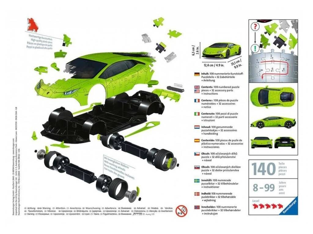 Puzzle 3D 140 pzs. Midi -Lamborghini Huracán EVO Verde- Ravensburger