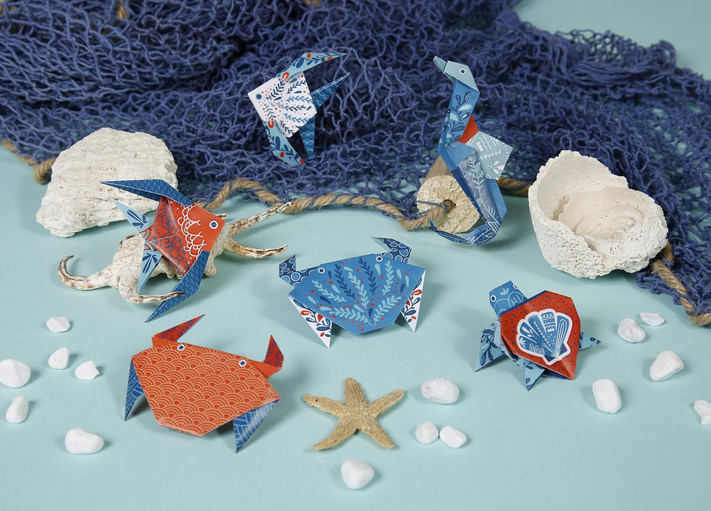 Set Papel Origami -Fauna Marina- 60 Hojas 10x10 / 15x15 / 20 cm. 70 gr. Clairefontaine