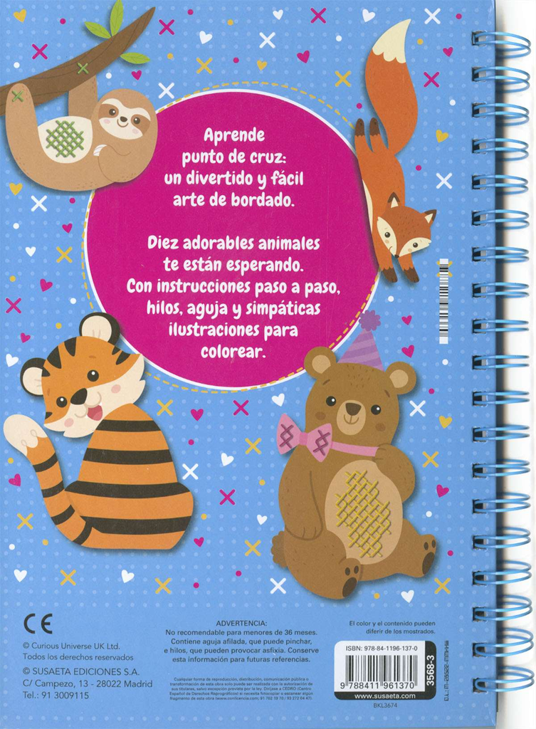 Crea y Colorea -Punto de Cruz: Animales- Susaeta Ediciones