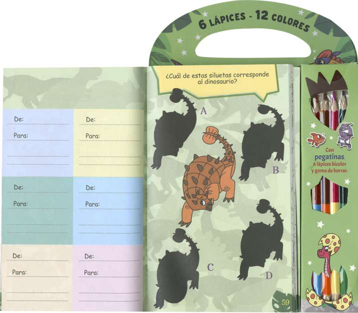 6 Lápices, 12 Colores -Dinosaurios- Susaeta Ediciones