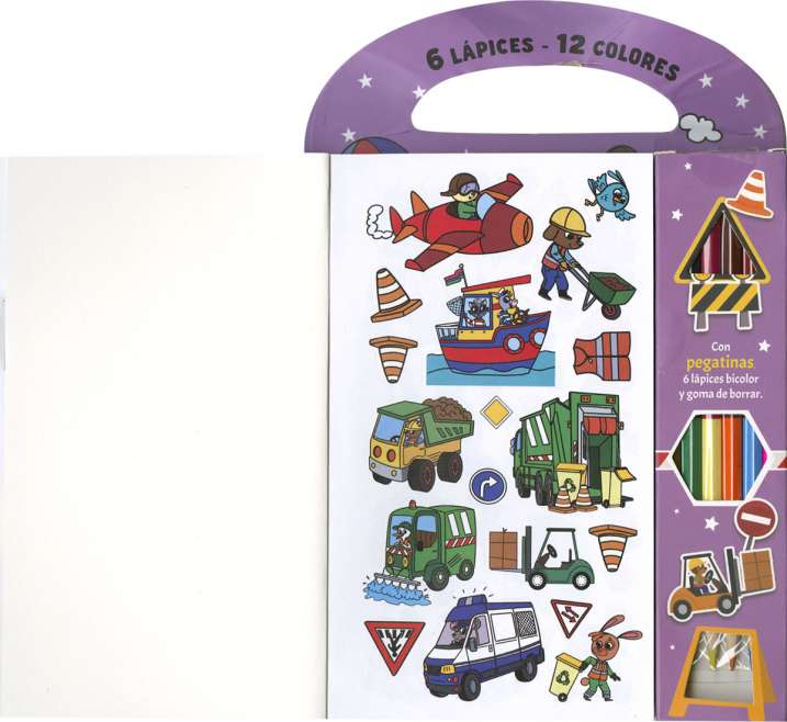6 Lápices, 12 Colores -Vehículos- Susaeta Ediciones