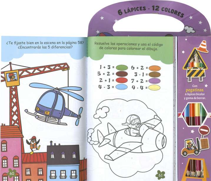 6 Lápices, 12 Colores -Vehículos- Susaeta Ediciones