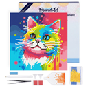 Pintar con Diamantes -Gato Pop Art- Bastidor 25 x 25 cm. Figured´Art