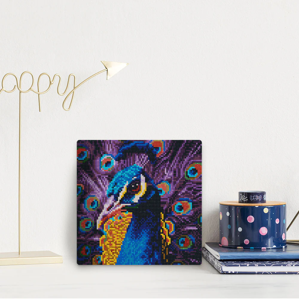 Pintar con Diamantes -Pavo Real- Bastidor 25 x 25 cm. Figured´Art