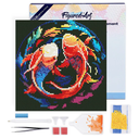 Pintar con Diamantes -Carpas Koi Coloridas- Bastidor 25 x 25 cm. Figured´Art