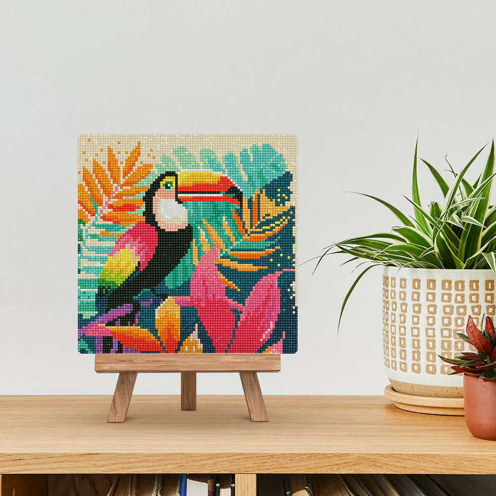 Pintar con Diamantes -Tucán Tropical- Bastidor 25 x 25 cm. Figured´Art