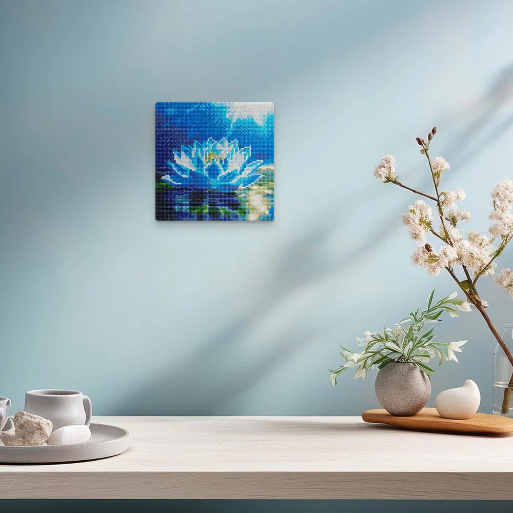 Pintar con Diamantes -Loto Blanco Brillante- Bastidor 25 x 25 cm. Figured´Art