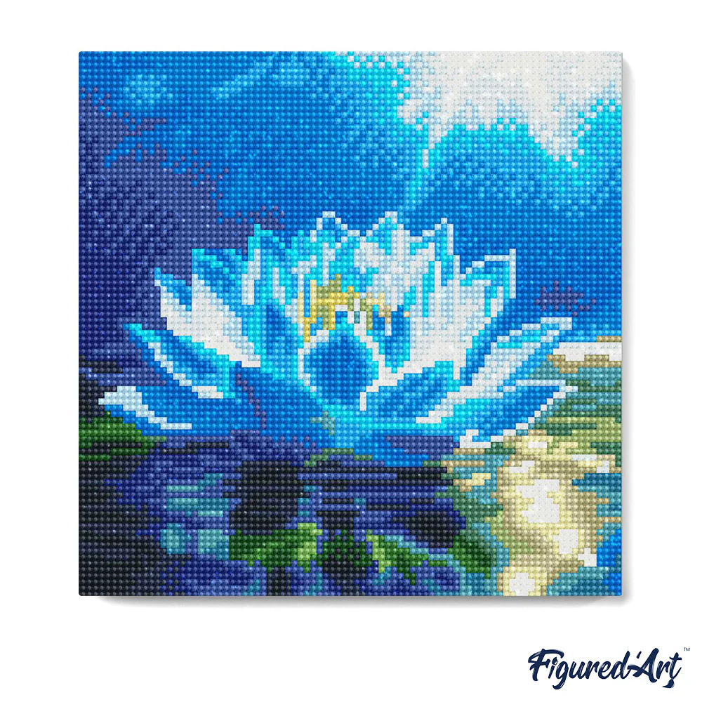 Pintar con Diamantes -Loto Blanco Brillante- Bastidor 25 x 25 cm. Figured´Art