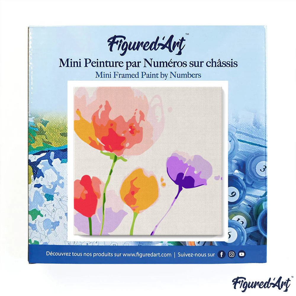 Pintar Por Números -Flores de Color- Bastidor 20 x 20 cm. Figured´Art