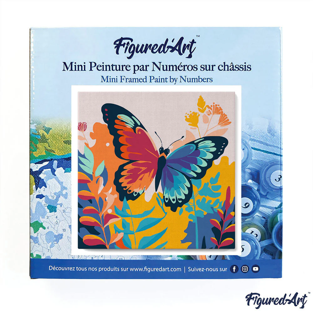 Pintar Por Números -Mariposa Tropical- Bastidor 20 x 20 cm. Figured´Art