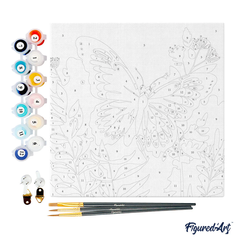Pintar Por Números -Mariposa Tropical- Bastidor 20 x 20 cm. Figured´Art