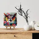Pintar Por Números -Búho Fantasía con Flores- Bastidor 20 x 20 cm. Figured´Art