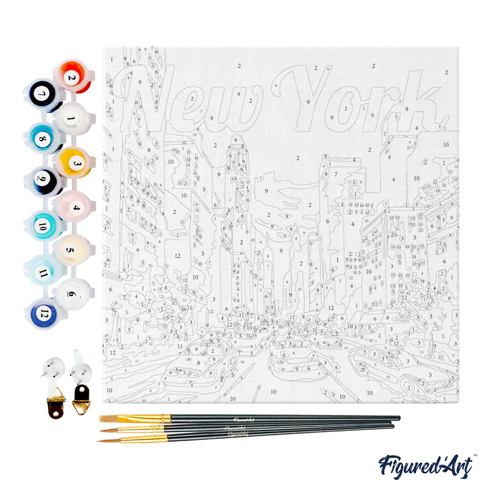 Pintar Por Números -Poster de Viaje a Nueva York- Bastidor 20 x 20 cm. Figured´Art