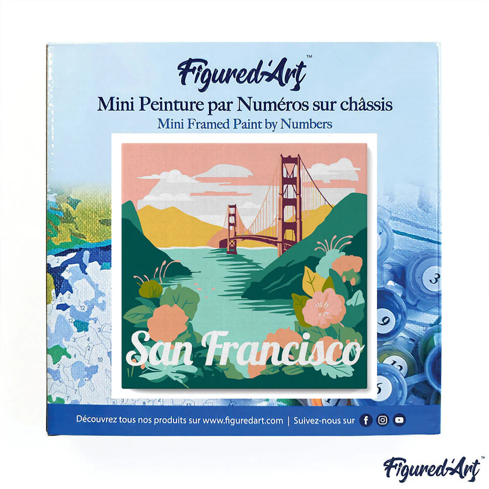 Pintar Por Números -Poster de Viaje a San Francisco- Bastidor 20 x 20 cm. Figured´Art