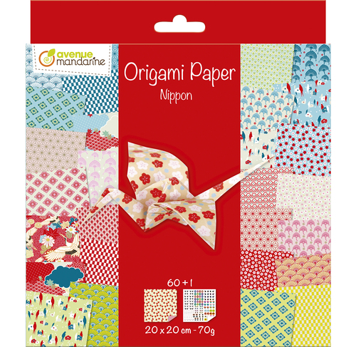 Set Papel Origami -Nippon- 60 Hojas 20 x 20 cm. 70 gr. Avenue Mandarine