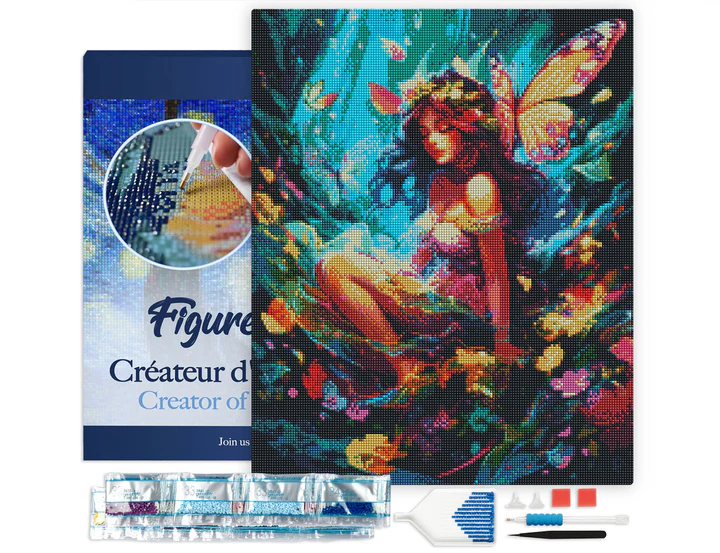 Pintar con Diamantes -Ninfa y Mariposas- Bastidor 40 x 50 cm. Figured´Art