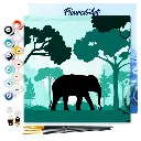 Pintar Por Números -Elefante en el Bosque Verde- Bastidor 20 x 20 cm. Figured´Art