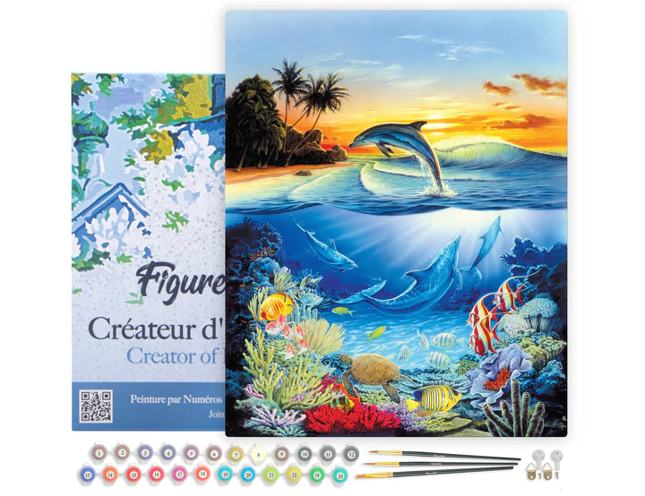 Pintar Por Números -Delfines en la Laguna- Bastidor 40 x 50 cm. Figured´Art