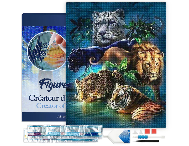 [DP-006-Y] Pintar con Diamantes -Los Animales de la Selva- Bastidor 40 x 50 cm. Figured´Art