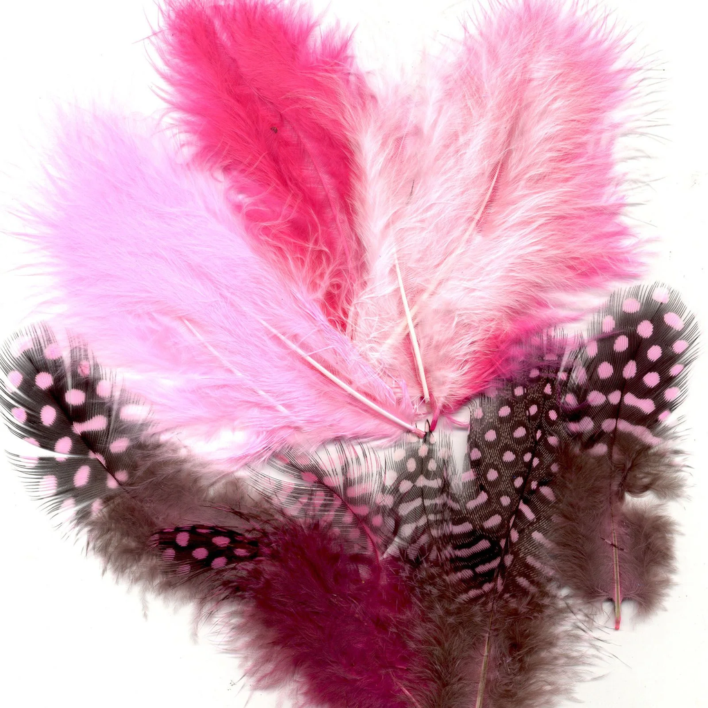 Plumas Marabú y Guinea 5-13 cm. -Baby Rose- (18 pzs.)