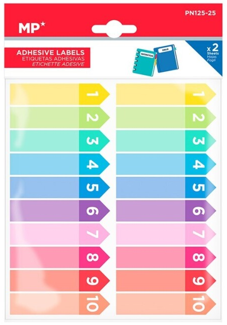 Etiquetas Señalizadoras Adhesivas Números 13 x 60 mm. (2 Hojas)