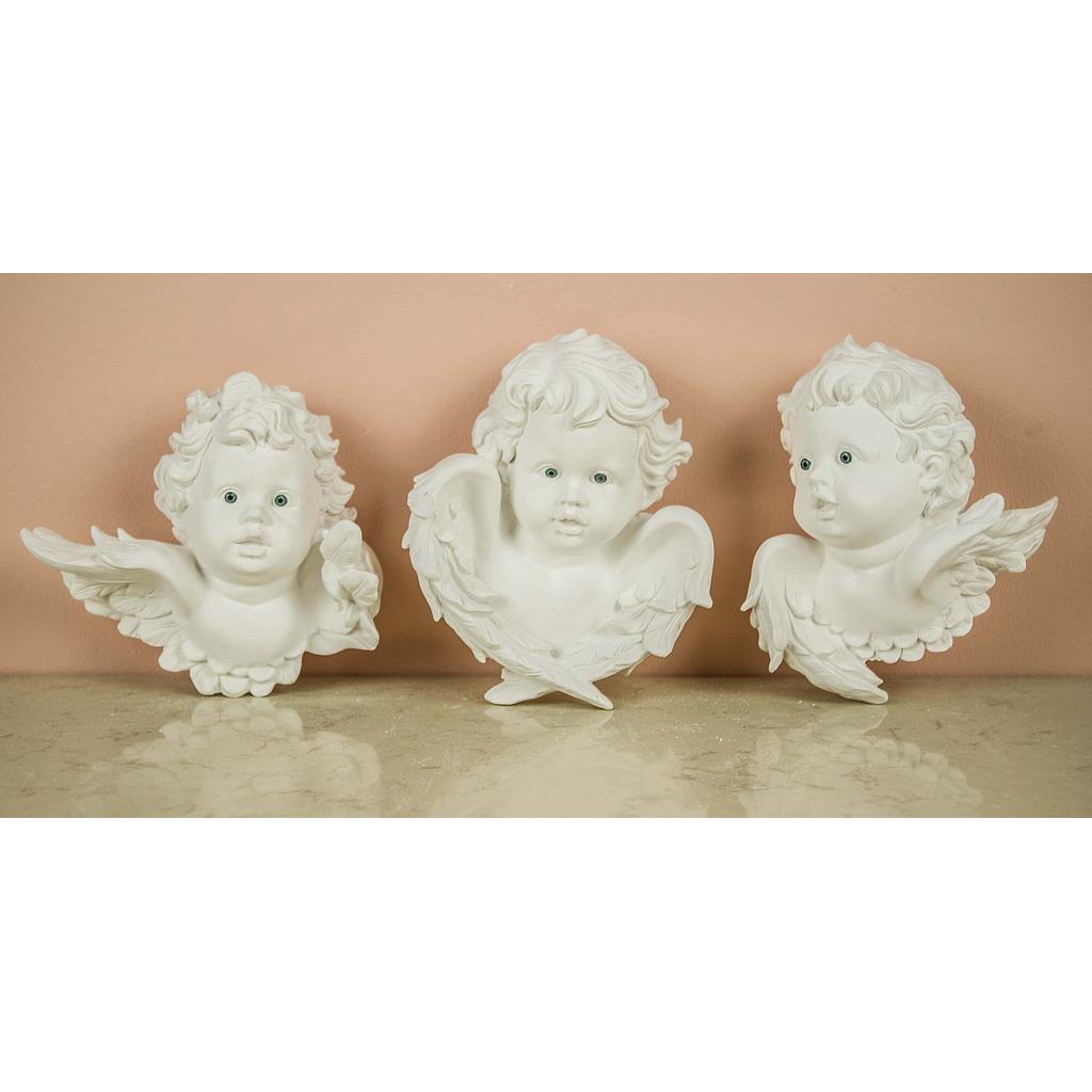 Cabezas Angeles 14 cm. (3 pzs.) Escayola