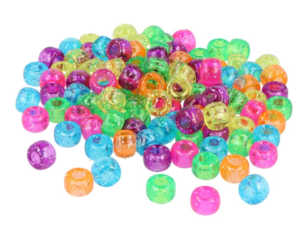 Cuentas Plástico Donuts Multicolor Transparente Plateado 9 mm. (400 pzs.)